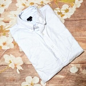 J.Crew Flex 100% Cotton Men's White Striped Shirt Sz M